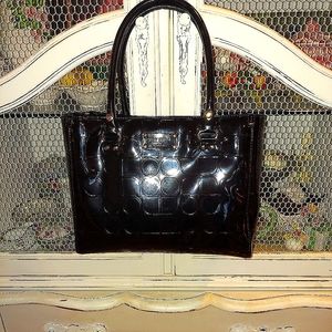 Kate Spade Signature Black Patent Leather Durham Wellesley Medium Shoulder Tote